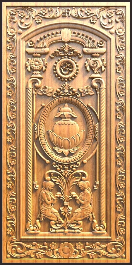 Latest Kalasam Door Design For CNC Carving