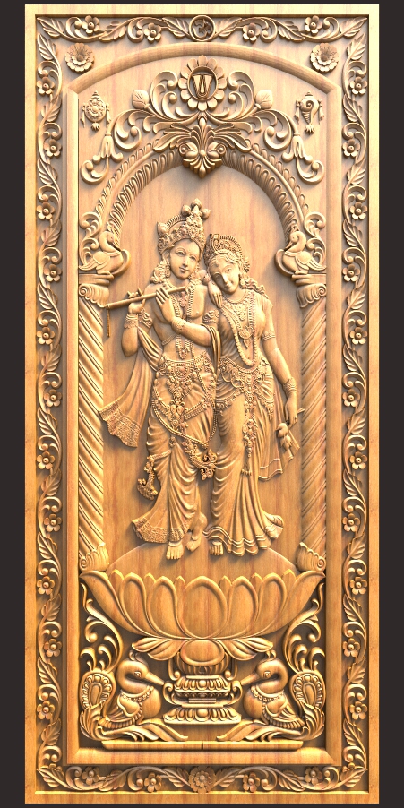 Latest Radha Krishna Door Design For CNc Carving