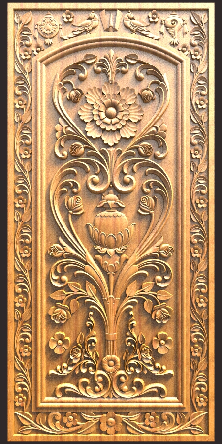 Latest Kalasam Door Design For CNC Carving