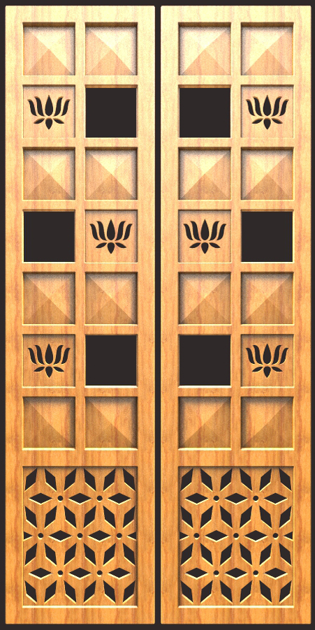 Pooja Room Door Design For CNC Carving