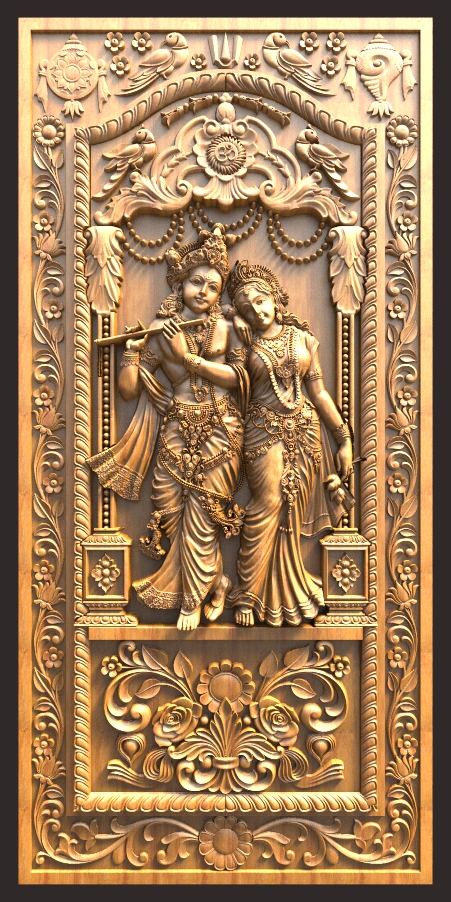 Radha Krishna Door Design For CNC Carving